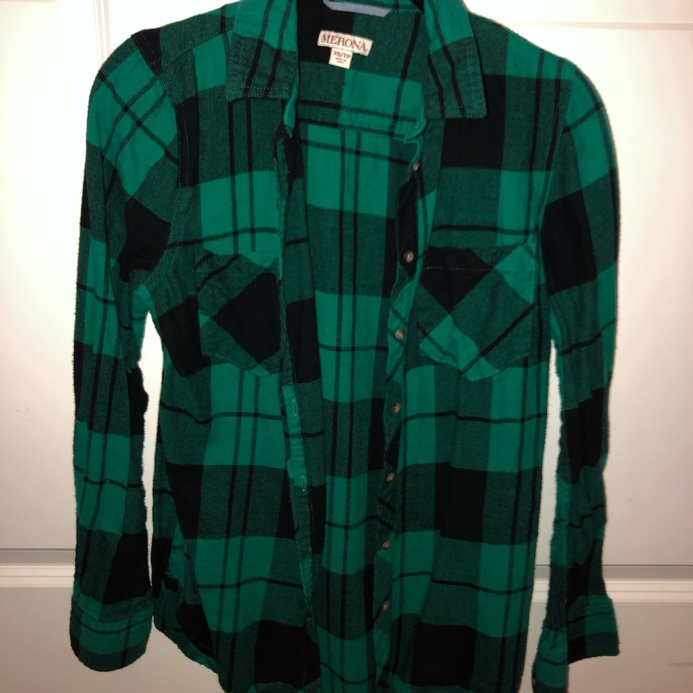 Merona Women’s Flannel, Green and Black
